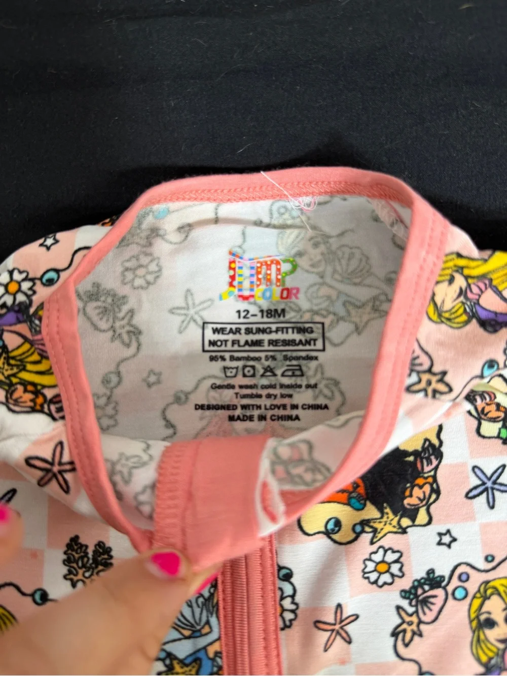 Disney Bamboo Princess Character Print Zip-Front One-Piece PJ
